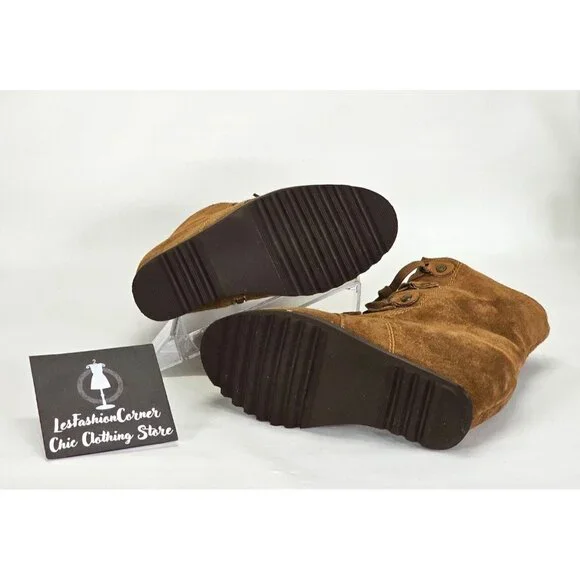 NWD Bearpaw Women's Brown Suede Bonnie Wedge Boot Zip Bootie Size 8 1809 - Picture 10 of 16